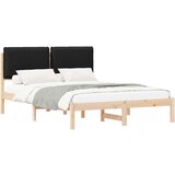  Krevetni okvir s tapiciranim uzglavljem Crna 135 x 190 cm | shoptok.hr
