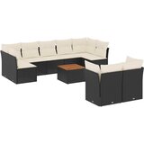  10-dijelni set vrtnih sofa s jastucima crni od poliratana | shoptok.hr