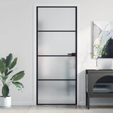 Sobna vrata tanka crna 83 x 201,5 cm kaljeno staklo i aluminij Cijene