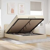 vidaXL Otomanski posteljni okvir z vzmetnico krem 180x200 cm blago | Shoptok.si