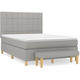 Krevet s oprugama i madracem svjetlosivi 140x190 cm od tkanine | shoptok.hr