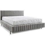ELTAP Siva oblazinjena zakonska postelja s prostorom za shranjevanje z letvenim dnom 160x200 cm Plissa – | Shoptok.si