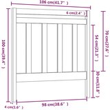  Uzglavlje za krevet sivo 106 x 4 x 100 cm od masivne borovine | Eponuda.com