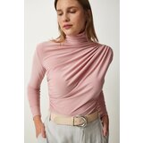  Women's Powder Gathered Detailed High Neck Sandy Blouse | Shoptok.si