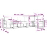 Set vanjskih sofa 6 kom. Bijela i svjetlosiva Smeđa 306 x 126,5 x 73 cm | Shoptok.si
