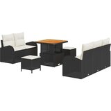 8 dijelni set vrtne sofe s jastučićima crni poli ratan akacija 2-sjedna vrtna sofa s spremnikom i jastučićima crni poli ratan | shoptok.hr