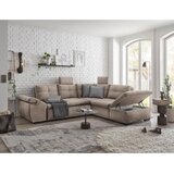 CARRYHOME KOTNA SEDEŽNA GARNITURA, mikrovelur krem barve | Shoptok.si