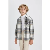 Defacto Boy's Oversize Fit Checked Flannel Long Sleeve Shirt