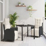 vidaXL 3-delni set jedilne mize za vrt črn poli ratan | Shoptok.si