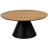 Actona Črna okrogla mizica z mizno ploščo v hrastovem dekorju ø 85 cm Soli – | Shoptok.si
