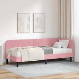vidaXL Kotna postelja z vzmetnico z vzglavjem Roza 80 x 200 cm Žamet | Shoptok.si