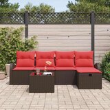  Vrtna sedežna garnitura 6 pcs Rjava in rdeča 234 x 117 x 85 cm, (5000063431) | Shoptok.si