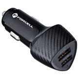 forcell CARBON auto punjač USB QC 3.0 18W + USB QC 3.0 18W CC50-2A36W crni (Ukupno 36W) | shoptok.hr