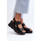VINCEZA Women's Black Wedge and Platform Sandals in Eco Leather Triaola | Shoptok.si
