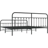 Metalni okvir kreveta uzglavlje i podnožje crni 193x203 cm | shoptok.hr