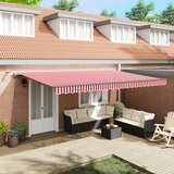 vidaXL Automatska uvlaka tenda s LED crvenim i bijelim prugama 500x300 cm | shoptok.hr