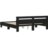 Okvir kreveta s uzglavljem crni 160x200cm od konstruiranog drva | shoptok.hr