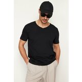 Trendyol Men's Black Regular/Normal Fit V-Neck Basic 100% Cotton T-Shirt Cene