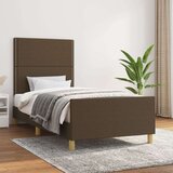  Posteljni okvir z vzglavjem temno rjav 90x200 cm blago, (20905420) Cene