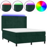 Krevet box spring s madracem LED tamnozeleni 140x200 cm baršun - Tamnozelena 140 x 200 cm Blok s kvadratima | shoptok.hr