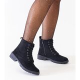 Gemre Black eco-suede platform worker ankle boots Barosa Cene