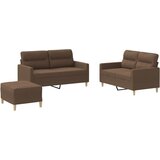  3-dijelni set sofa s jastucima smeđi od tkanine | Eponuda.com