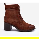 Boto Women's Low Heel Lace-Up Ankle Boots Brown Serellia | ePonuda.com