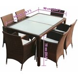  7-dijelni vrtni blagovaonski set od poliratana s jastucima smeđi | Eponuda.com