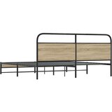 Metalni Kovinski posteljni okvir brez vzmetnice dimljen hrast 193x203cm, (21610527) | Shoptok.si
