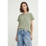 PepeJeans Bombažna kratka majica EDITH ženska, zelena barva, PL505893
