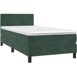 vidaXL Box spring postelja z vzmetnico LED tem. zelena 90x19 | Shoptok.si