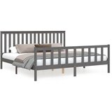 Maison Chic Posteljni okvir - Dvoposteljna postelja - Zakonska postelja z vzglavjem siv 200x200 cm trdna borovina-J6097, (21774375) | Shoptok.si