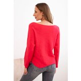 Kesi Włoski Women's sweater with viscose and a V-neck fuchsia | Shoptok.si