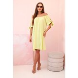 Kesi Włoski Women's viscose dress with tied sleeves pistachio | shoptok.hr