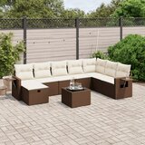 Maison Chic Seti vrtnega pohištva - Vrtna garnitura - Vrtni pohištvo set 9-delna z blazinami rjava poli ratan, (21798084) | Shoptok.si