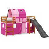  Dječji krevet na kat s tunelom rozi 80x200 cm masivna borovina | shoptok.hr