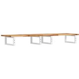  Zidna polica za umivaonik od čelika i masivnog bagremovog drva Smeđa 120 x 40 x 2 cm | Shoptok.si