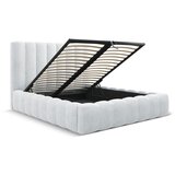 Micadoni Home Svetlo siva oblazinjena zakonska postelja s prostorom za shranjevanje z letvenim dnom 160x200 cm Kelp – | Shoptok.si