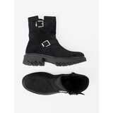 Shelvt Modern black ankle boots with silver buckles | shoptok.hr