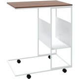 vidaXL Stranska mizica s kolesi bela 55x36x63,5 cm inženirski les | Shoptok.si