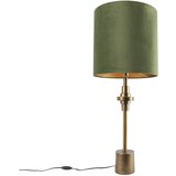 QAZQA Namizna svetilka bronasti žametni odtenek zelena 40 cm - Diverso | Shoptok.si