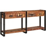 vidaXL Konzolni stolovi Set od 2 s ladicama, Višebojno čvrsto obnovljeno drvo, konzolni stol s ladicama 160x33x75 cm Čvrsto obnovljeno drvo | shoptok.hr