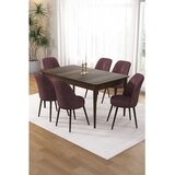 Hanah home trpezarijski set Pir, sto i 6 stolica, ploča u dekoru drveta Baroque, puder roze tkanina Babyface | Eponuda.com