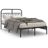 Maison Chic Kovinski Posteljni okvir - Dvoposteljna postelja - Zakonska postelja z vzglavjem črn 120x190 cm, (21693357) | Shoptok.si
