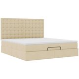 vidaXL Otomanski posteljni okvir z vzmetnico krem 160x200 cm blago, (21653419) | Shoptok.si