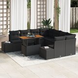vidaXL Set od 9 Vrtne Sofe s Jastucima Crni Poli Ratan Cijene
