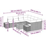 9 9-delni vrtni kavč s blazinami iz črnega poli ratana in akacije, (22092112) | Shoptok.si