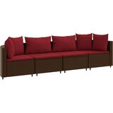  4-dijelni set vrtnih sofa od poliratana s jastucima smeđi | shoptok.hr
