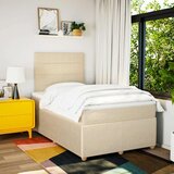 vidaXL Box spring postelja z vzmetnico krem 120x190 cm blago, (21309519) | Shoptok.si