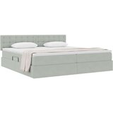  Postelja s shranjevanjem Svetlo siva 200 x 200 cm Žamet, (5000105064) | Shoptok.si